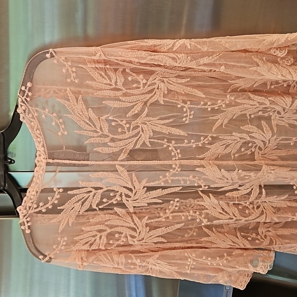 💕VINCE CAMUTO💕 Lace Embroidered Open Front Kimono Coverup ~ Cameo Rose O/S NWT - Picture 4 of 8